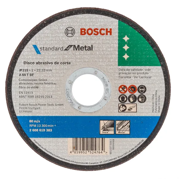 DISCO DE CORTE METAL/INOX STD 115X1,0MM BOSCH