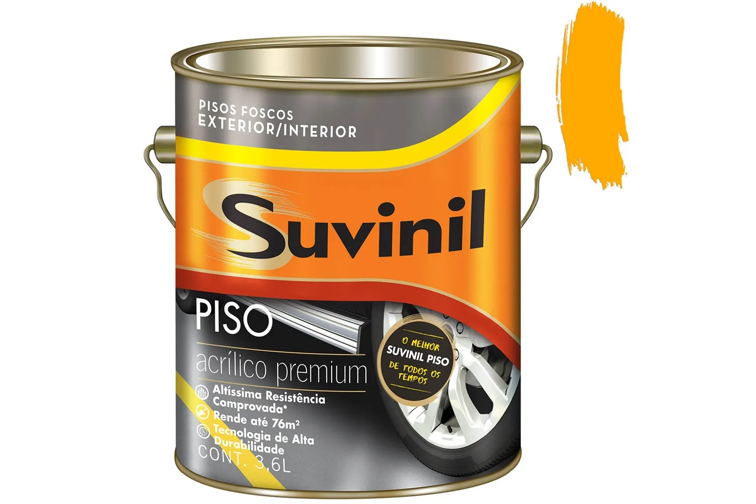 TINTA PARA PISO ACRILICO PREMIUM FOSCO AMARELO DEMARCAÇÃO 3,6L SUVINIL