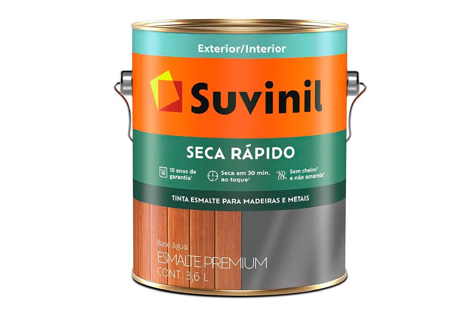 ESMALTE PREMIUM COR E PROTEÇÃO BASE AGUA BRILHANTE AMARELO OURO 3,6L SUVINIL