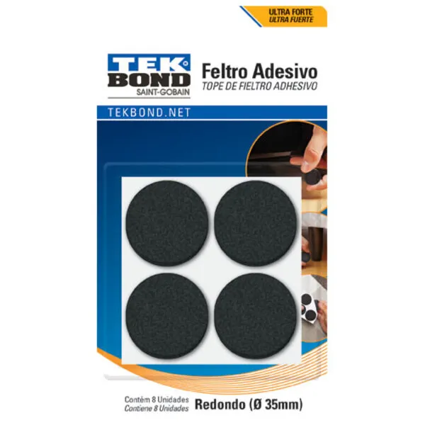 FELTRO REDONDO 35MM PRETO CART C/8 UN TEKBOND