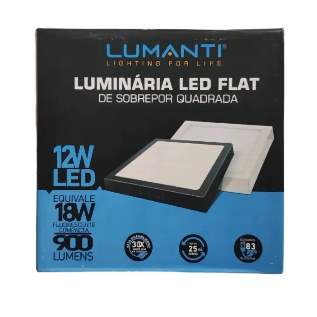 Foto 3 de PLAFON SOBREPOR QUAD BRANCA LED 12W AUTOVOLT 6500K 158X158 LUMANTI