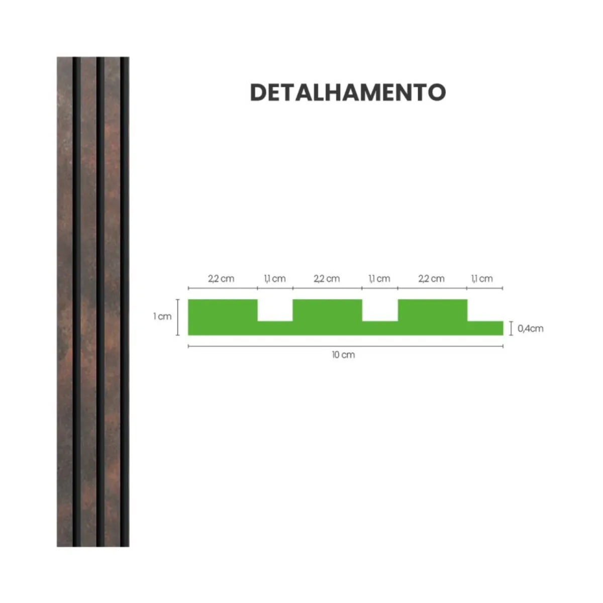 Foto 4 de PAINEL RIPADO AUTOCOLANTE URBAN CORTEN 2,5M - MEU RODAPE