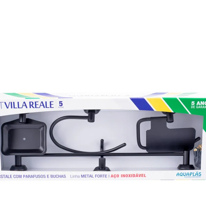 Foto 2 de KIT VILLA REALE 5 PEÇAS BLACK MATTE AQUAPLAS