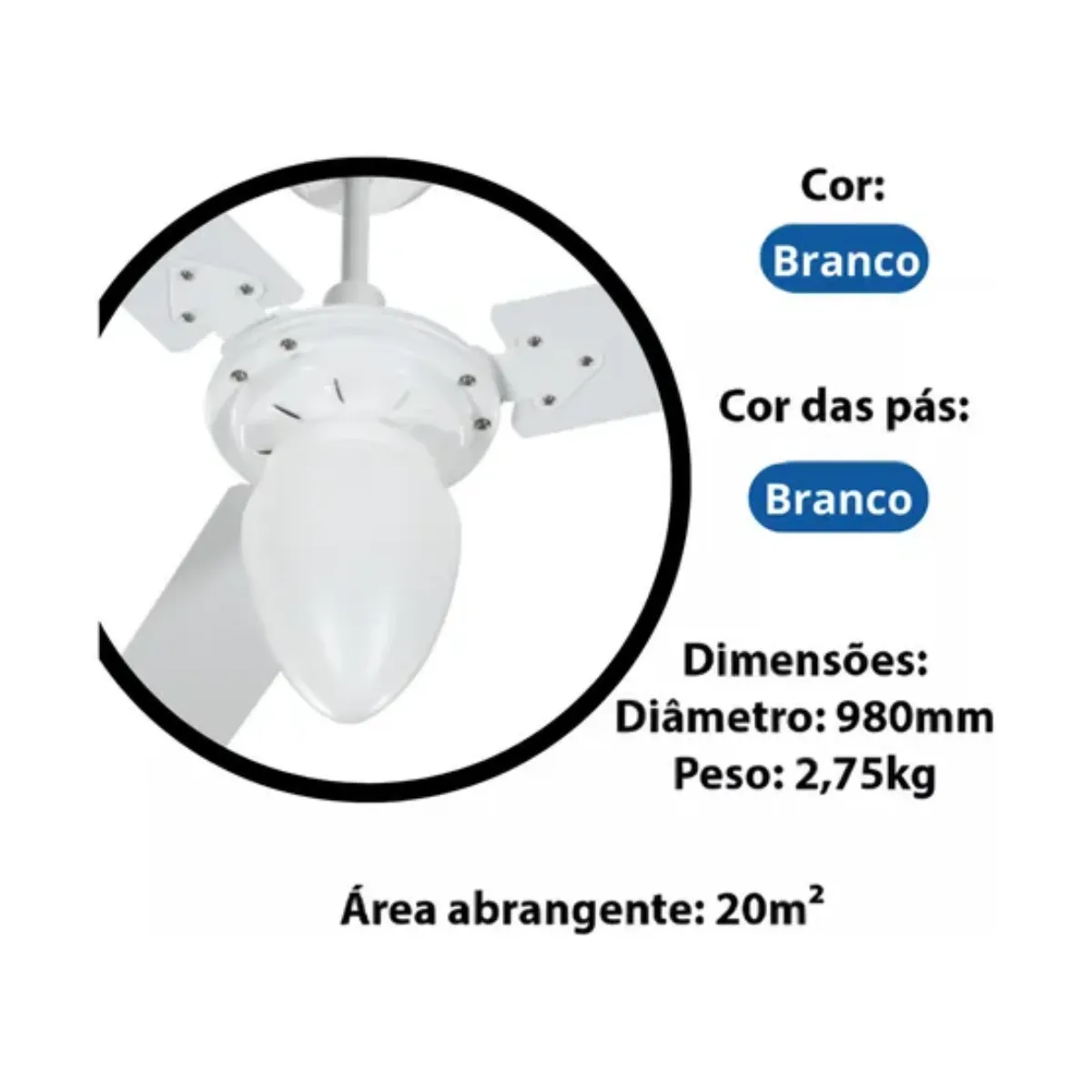 Foto 3 de VENTILADOR PERA NEW 110/127V 3P CVM AT BRANCO 130W TRON